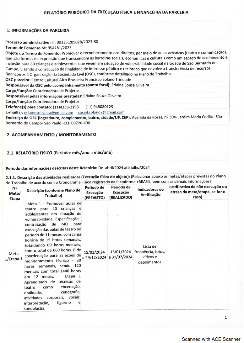 Relatório Periódico da Execução Física e Financeira Assinado