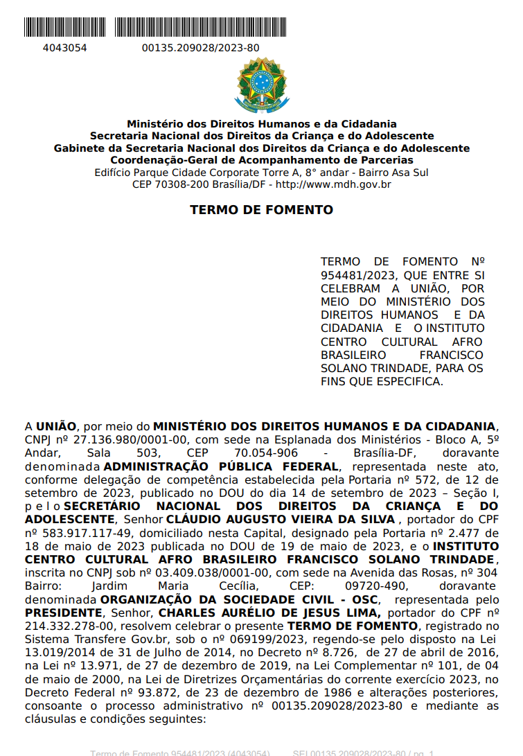 SEI Termo de Fomento – 2023
